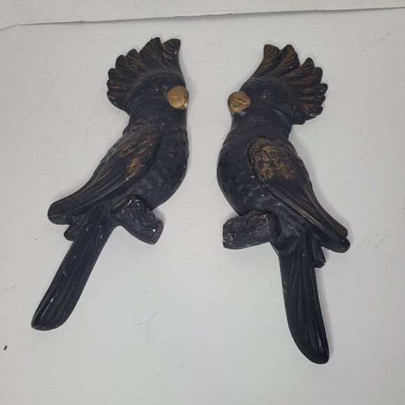 Matched Pair MCM Vintage Chalkware Parrot Bird Cockatoo Miller Studio? - Picture 1 of 8